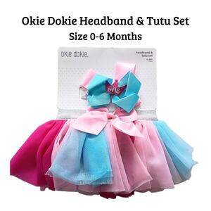 Okie Dokie Headband & Lace Tulle Tutu Set Birthday Princess - 0-6 Month NWT
